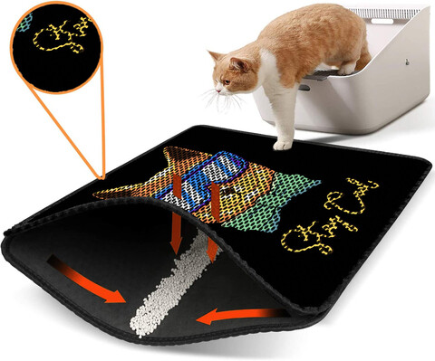 Covoras litiera pentru colectarea granulelor de nisip, Paws & Whiskers, Nrszn0222, 50% PVC/50% poliester, Multicolor