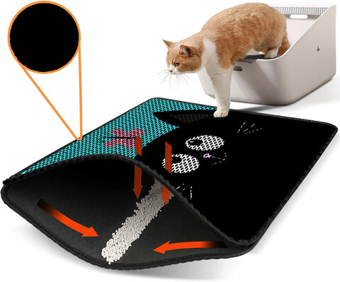 Covoras litiera pentru colectarea granulelor de nisip, Paws & Whiskers, Nrszn0223, 50% PVC/50% poliester, Multicolor