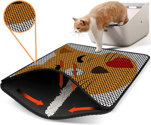 Covoras litiera pentru colectarea granulelor de nisip, Paws & Whiskers, Nrszn0226, 50% PVC/50% poliester, Multicolor