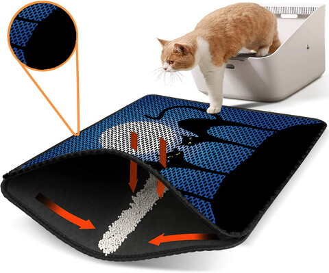 Covoras litiera pentru colectarea granulelor de nisip, Paws & Whiskers, Nrszn0227, 50% PVC/50% poliester, Multicolor