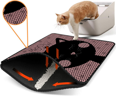 Covoras litiera pentru colectarea granulelor de nisip, Paws & Whiskers, Nrszn0228, 50% PVC/50% poliester, Multicolor