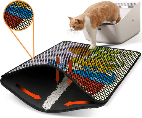 Covoras litiera pentru colectarea granulelor de nisip, Paws & Whiskers, Nrszn0233, 50% PVC/50% poliester, Multicolor