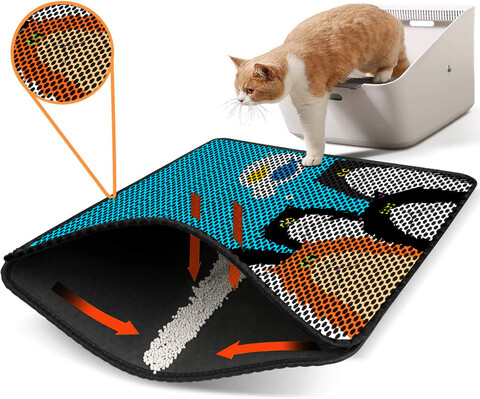 Covoras litiera pentru colectarea granulelor de nisip, Paws & Whiskers, Nrszn0236, 50% PVC/50% poliester, Multicolor