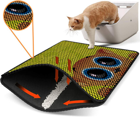 Covoras litiera pentru colectarea granulelor de nisip, Paws & Whiskers, Nrszn0238, 50% PVC/50% poliester, Multicolor