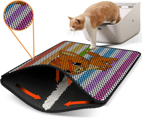 Covoras litiera pentru colectarea granulelor de nisip, Paws & Whiskers, Nrszn0239, 50% PVC/50% poliester, Multicolor