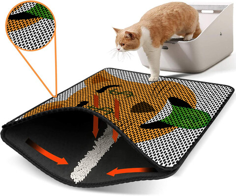 Covoras litiera pentru colectarea granulelor de nisip, Paws & Whiskers, Nrszn0241, 50% PVC/50% poliester, Multicolor