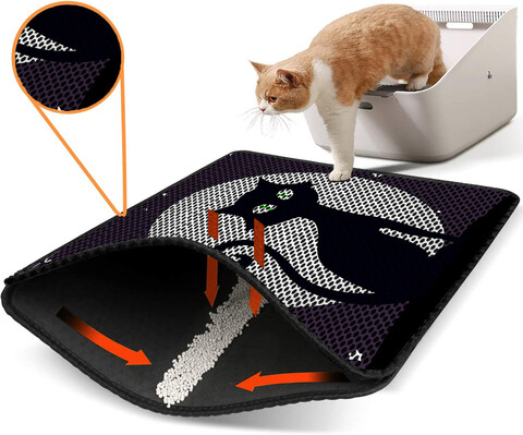 Covoras litiera pentru colectarea granulelor de nisip, Paws & Whiskers, Nrszn0242, 50% PVC/50% poliester, Multicolor