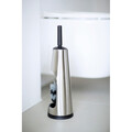 Perie de toaleta cu suport, Brabantia, ReNew Matt, 12x12x42 cm, otel, argintiu