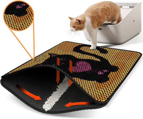 Covoras litiera pentru colectarea granulelor de nisip, Paws & Whiskers, Nrszn0253, 50% PVC/50% poliester, Multicolor