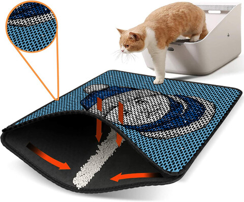 Covoras litiera pentru colectarea granulelor de nisip, Paws & Whiskers, Nrszn0255, 50% PVC/50% poliester, Multicolor