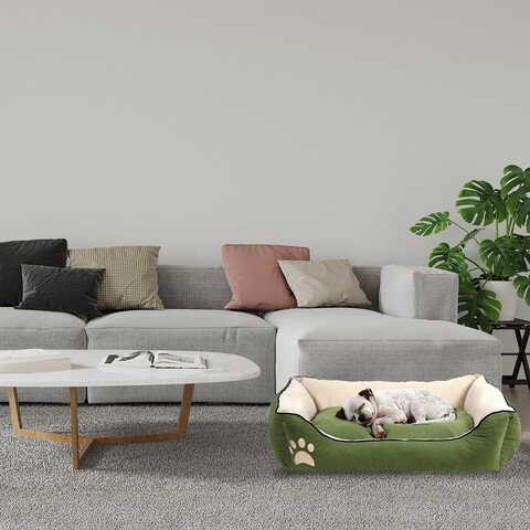 Pat pentru animale de companie, Paws & Whiskers, Lucy Dog & Cat S, Material exterior: 100% poliester, Verde / Ecru