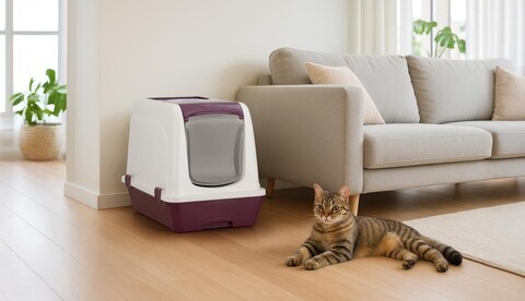 Litiera pentru pisici, Paws & Whiskers, 5115-02, Plastic, Fucsia