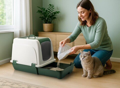 Litiera pentru pisici, Paws & Whiskers, 5115-06, Plastic, Verde pastel