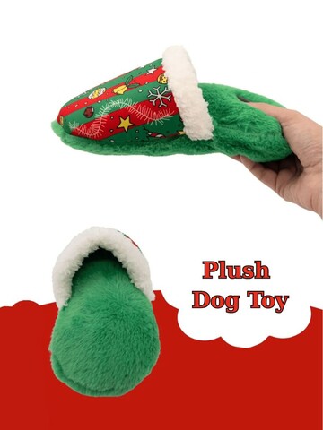 Jucărie pentru câini, Paws & Whiskers, Havhav 1011, 100% MATERIAL TEXTIL PLUȘOS, Verde/Roșu