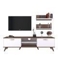 Comoda TV cu 2 rafturi M49 - 1048, Wren, 180 x 35 x 48.6 cm/60 cm, white/walnut