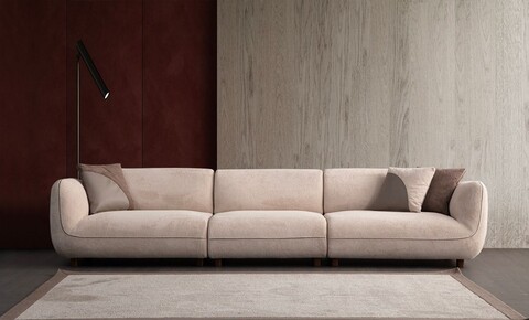 Canapea 3 locuri, Atelier del Sofa, 560ARE5255, Cadru: LEMN/PAL, Crem