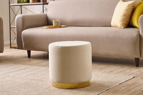 Taburet, Atelier del Sofa, 825BLC5151, Lemn, Crem