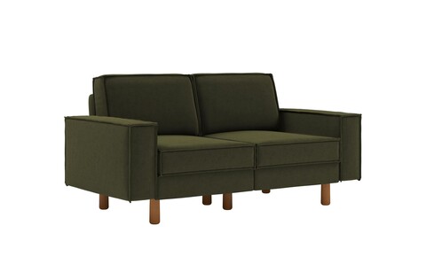 Canapea 2 locuri, Atelier del Sofa, 918CMF1220, Otel, Verde ulei / Nuc