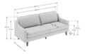 Canapea 3 locuri, Atelier del Sofa, 918CMF1159, Otel, Gri noapte / Nuc