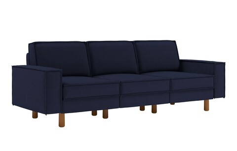 Canapea 3 locuri, Atelier del Sofa, 918CMF1260, Otel, Albastru noapte / Nuc