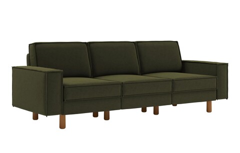 Canapea 3 locuri, Atelier del Sofa, 918CMF1252, Otel, Verde ulei / Nuc