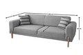 Canapea extensibila 3 locuri, Atelier del Sofa, 752EST1127, Lemn de carpen;PAL, Gri
