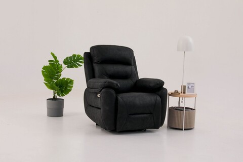 Fotoliu cu recliner, Atelier del Sofa, 752EST1506, Lemn de carpen;PAL, Negru