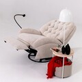 Fotoliu cu recliner, Atelier del Sofa, 752EST1511, Lemn de carpen;PAL, Crem