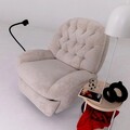 Fotoliu cu recliner, Atelier del Sofa, 752EST1511, Lemn de carpen;PAL, Crem