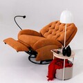 Fotoliu cu recliner, Atelier del Sofa, 752EST1510, Lemn de carpen;PAL, Caramiziu