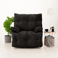 Fotoliu cu recliner, Atelier del Sofa, 752EST1515, Lemn de carpen;PAL, Negru