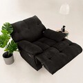 Fotoliu cu recliner, Atelier del Sofa, 752EST1515, Lemn de carpen;PAL, Negru