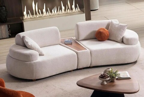 Set mobilier living, Atelier del Sofa, 752EST2101, Lemn de carpen;PAL, Crem