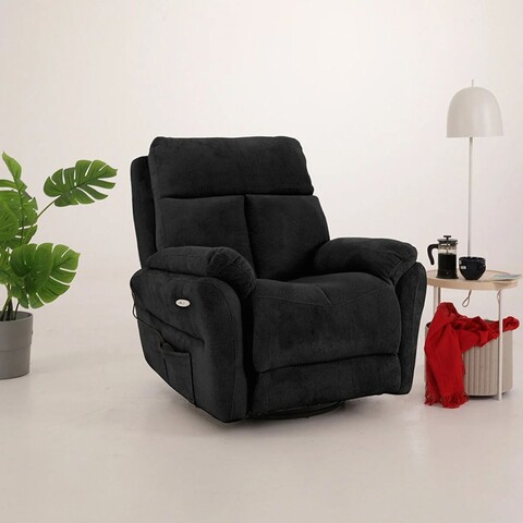 Fotoliu cu recliner, Atelier del Sofa, 752EST1503, Lemn de carpen;PAL, Negru