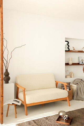 Canapea 2 locuri, Atelier del Sofa, 383EVN1264, Lemn, Alb