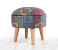 Taburet, Atelier del Sofa, 209FLF1422, 50% bumbac, 50% in, Albastru