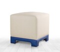 Taburet, Atelier del Sofa, 209FLF1415, 50% bumbac, 50% in, Crem / Albastru