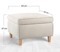 Taburet, Atelier del Sofa, 209FLF1419, Bumbac, Crem