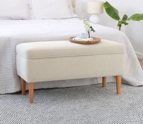 Taburet, Atelier del Sofa, 209FLF1410, 50% bumbac, 50% in, Crem