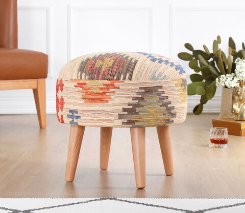 Taburet, Atelier del Sofa, 209FLF1441, 50% bumbac, 50% in, Crem