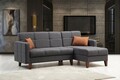 Set de canapea, Atelier del Sofa, 730MST1320, Metal / Lemn, Gri inchis