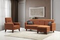 Set de canapea, Atelier del Sofa, 730MST1319, Metal / Lemn, Caramiziu