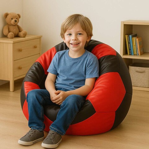 Fotoliu puf Bean Bag, Atelier del Sofa, 535PFT1238, Piele ecologica, Roșu/Negru