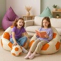 Fotoliu puf Bean Bag, Atelier del Sofa, 535PFT1236, Piele ecologica, Portocaliu/Alb