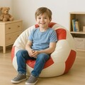 Fotoliu puf Bean Bag, Atelier del Sofa, 535PFT1237, Piele ecologica, Rosu/Alb