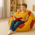 Fotoliu puf Bean Bag, Atelier del Sofa, 535PFT1233, Piele ecologica, Roșu / galben