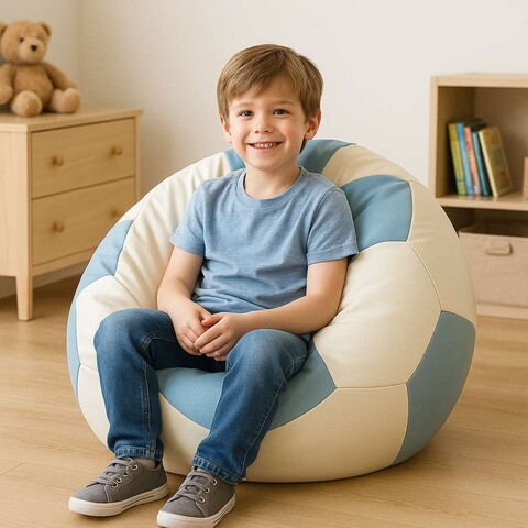 Fotoliu puf Bean Bag, Atelier del Sofa, 535PFT1235, Piele ecologica, Turcoaz/Alb