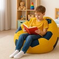 Fotoliu puf Bean Bag, Atelier del Sofa, 535PFT1232, Piele ecologica, Galben / Albastru