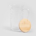 Set carafa si 4 pahare Lobos, Homla, 1 L / 300 ml, sticla/bambus, transparent/natur