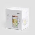 Set carafa si 4 pahare Lobos, Homla, 1 L / 300 ml, sticla/bambus, transparent/natur